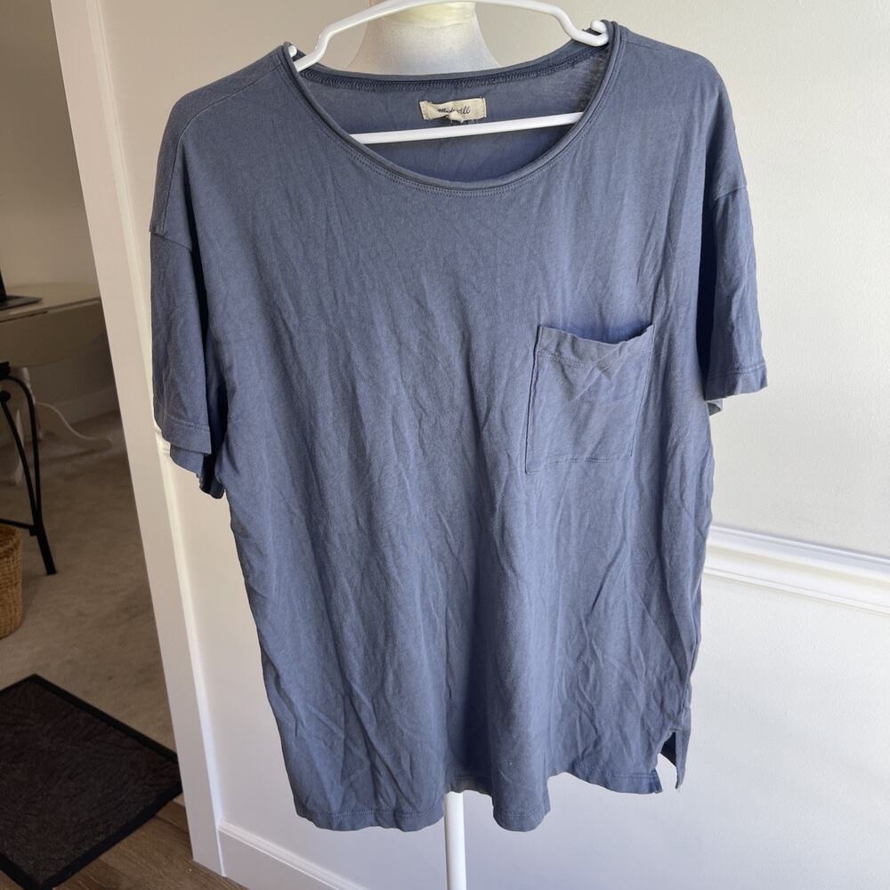 Madewell Cotton Knit Crewneck Tee Blue Short Sleeve Size M